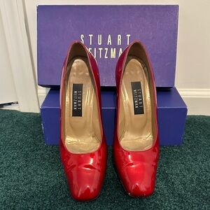 Stuart Weitzman Red Quasar Patent Heels Size 9.5M